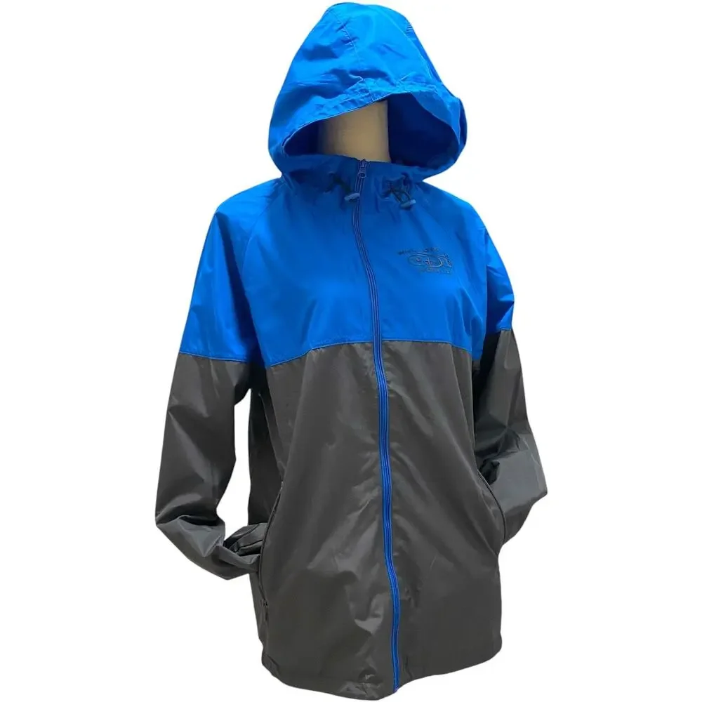 Disney Parks Unisex Size Small Windbreaker Jacket Blue and Grey with Hoodie
